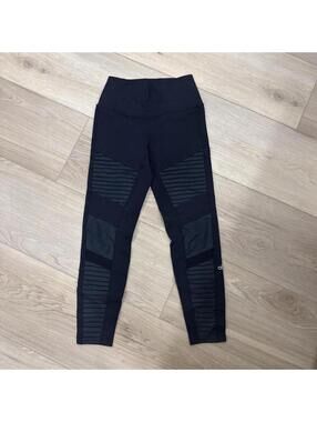 Alo black high-waisted moto leggings with